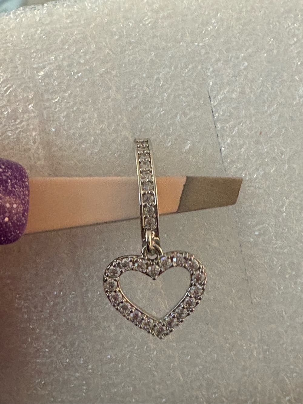 Belly Ring-Dangling Heart Naval  Ring Copper Zirconia Silver Tone